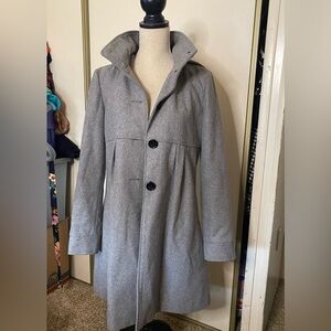 DKNY Wool Blend Gray Coat with removable hood. Women’s sz 6